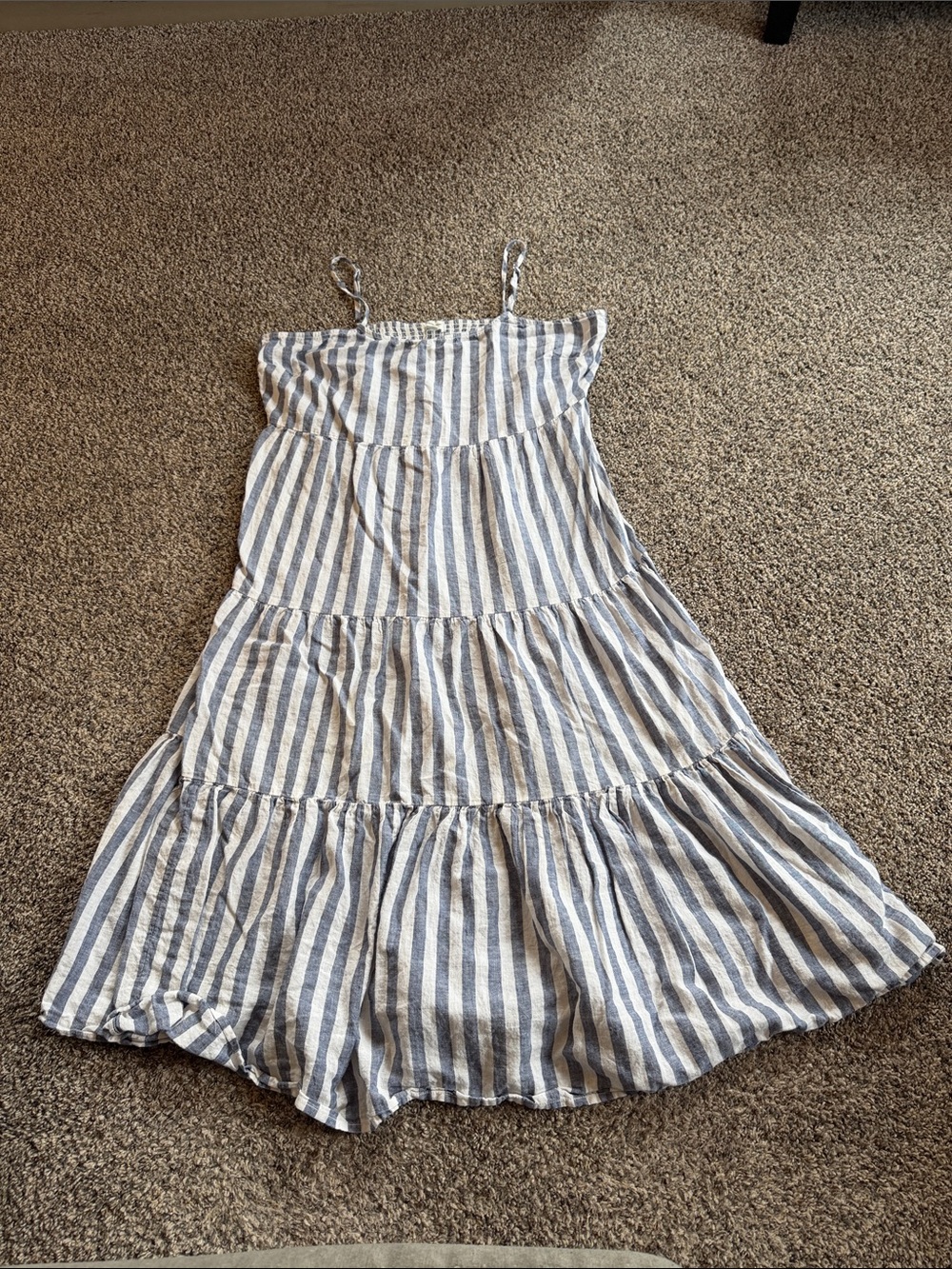 Beach Lunch Lounge Blue and White Striped Tiered Sundress Size XL